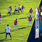 Montagem ilustrativa do Funorte com jogadores no gramado, escudo do clube e troféu do Campeonato Mineiro.