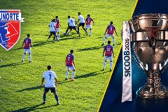 Montagem ilustrativa do Funorte com jogadores no gramado, escudo do clube e troféu do Campeonato Mineiro.